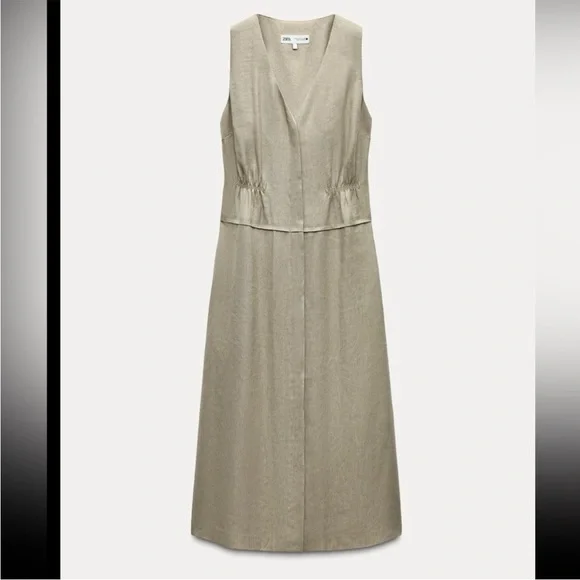Zara Linen Midi Dress - Picture 1 of 9